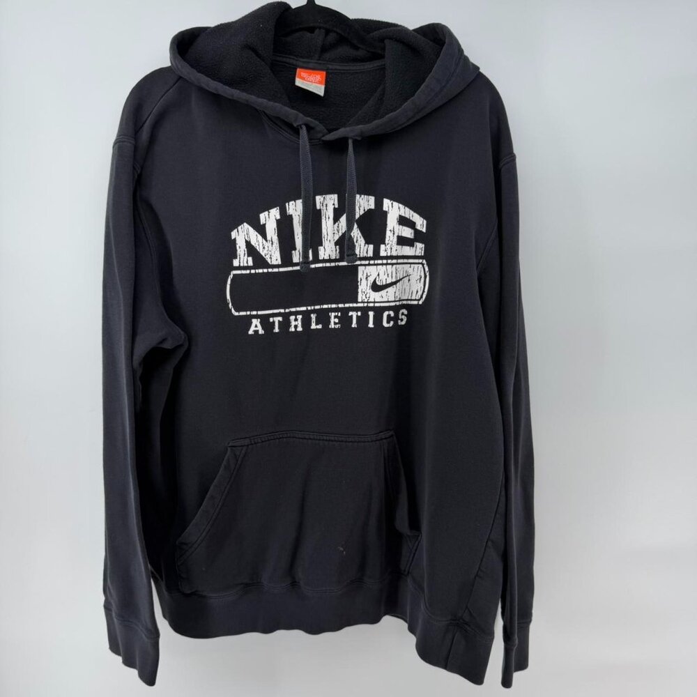 Nike Athletic Dept Hoodie Large Black Pullover Sweatshirt Vintage Style Logo - Picture 1 of 6